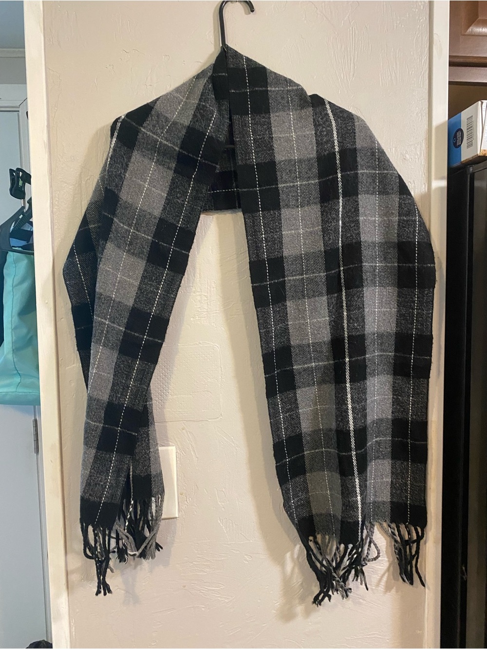 Alpine Swiss Black & Gray Plaid Men's Scarf